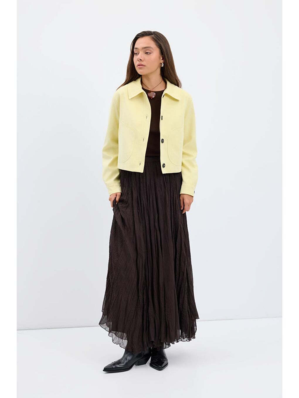 Kısa Süet Ceket Sarı-2