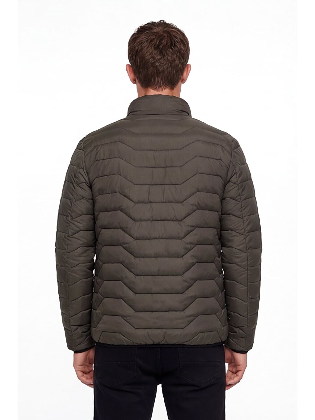 Erkek Haki Normal Kesim Regular Fit Dik Yaka Fermuarlı Mont-3