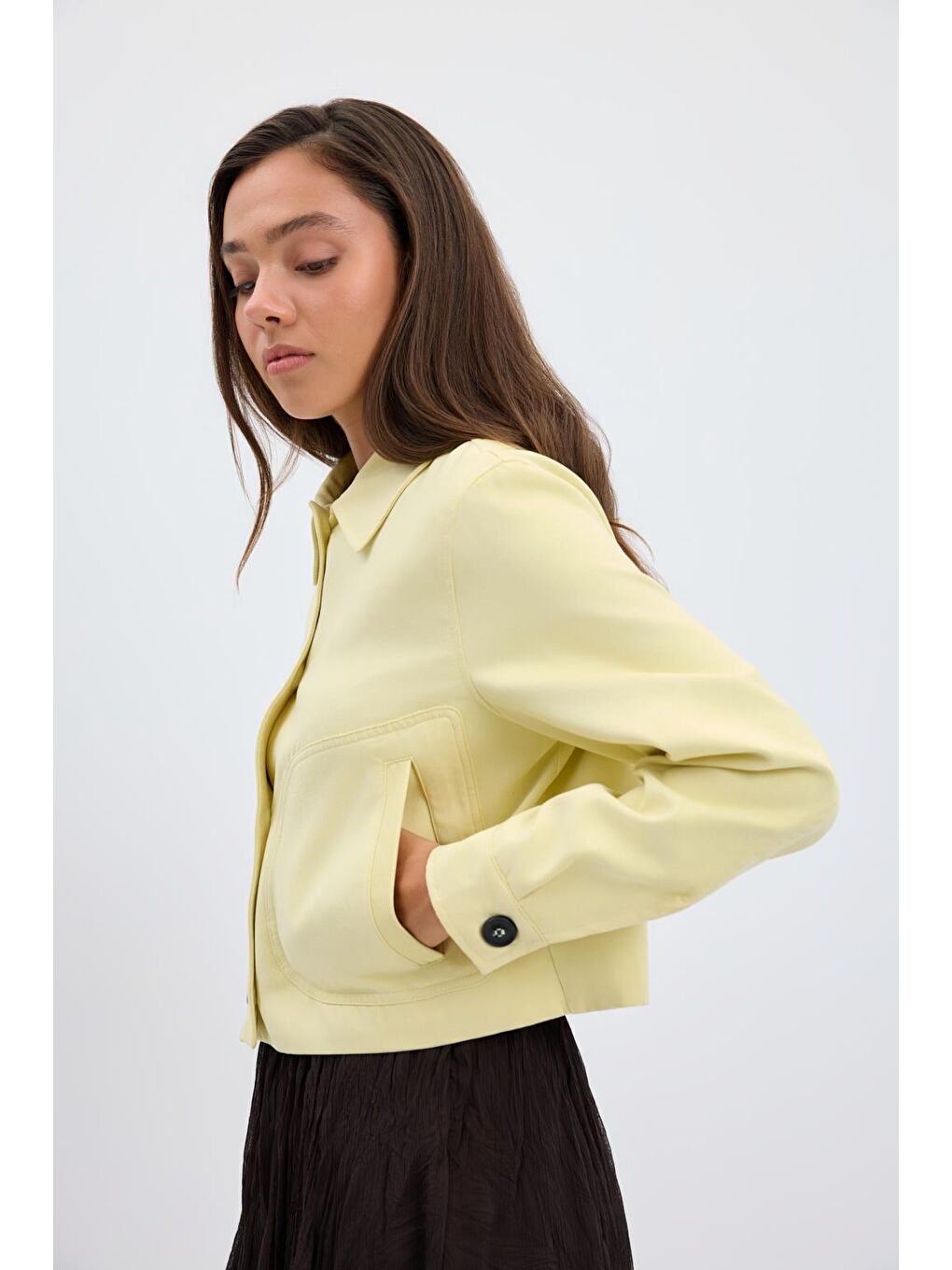 Kısa Süet Ceket Sarı-3