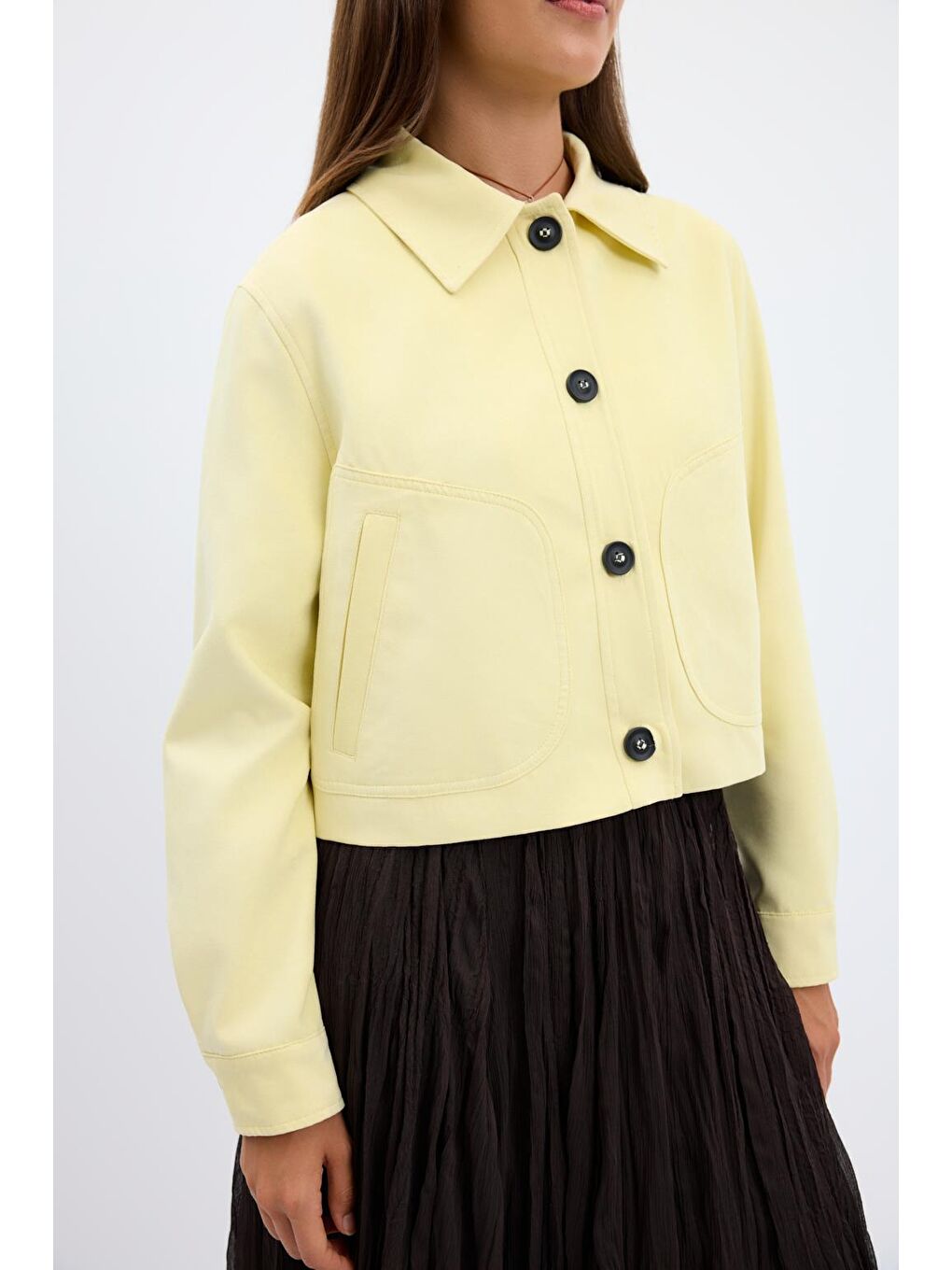 Kısa Süet Ceket Sarı-5