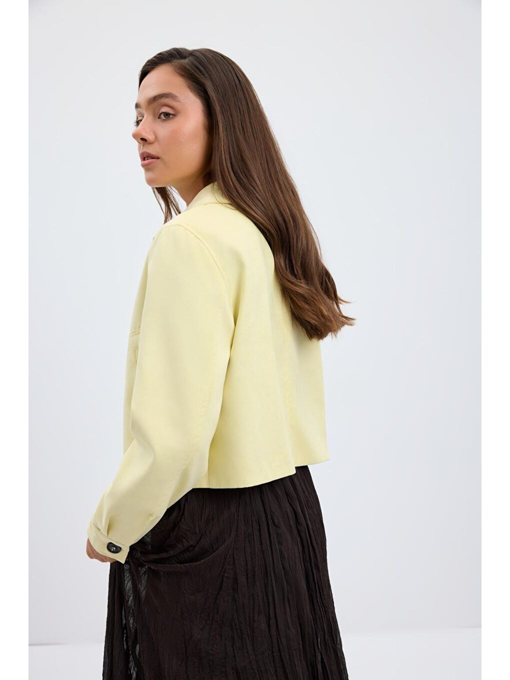 Kısa Süet Ceket Sarı-6