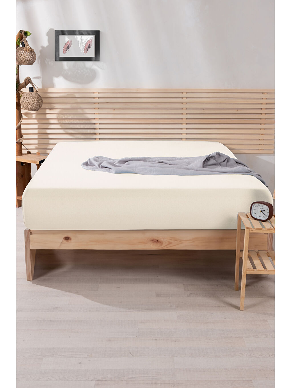 Ranforce %100 Pamuk 120x200 Tek Kişilik Lastikli Çarşaf Ekru