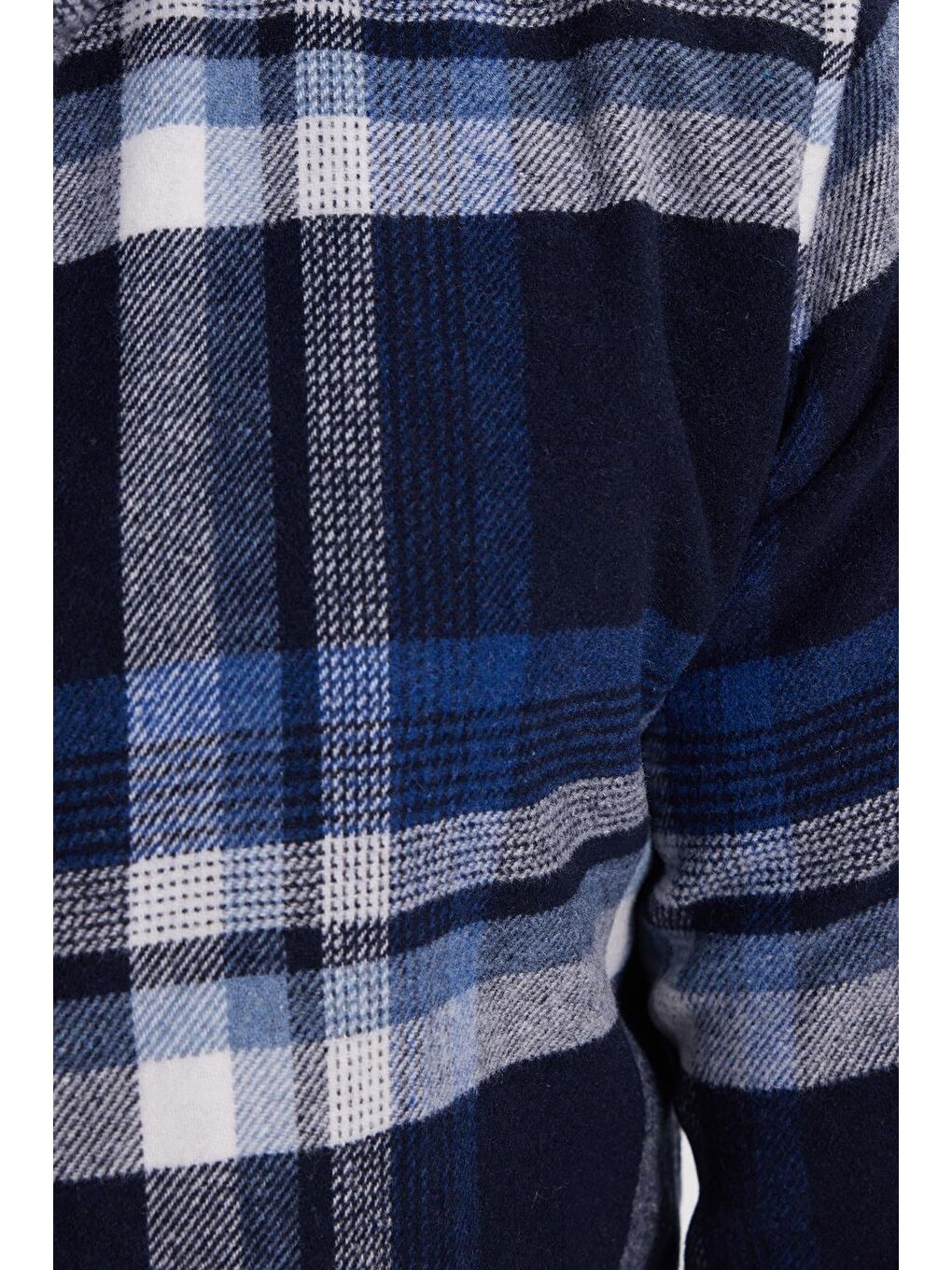 Lacivert Erkek Slim Fit Dar Kesim Kareli Kışlık Oduncu Gömlek-4