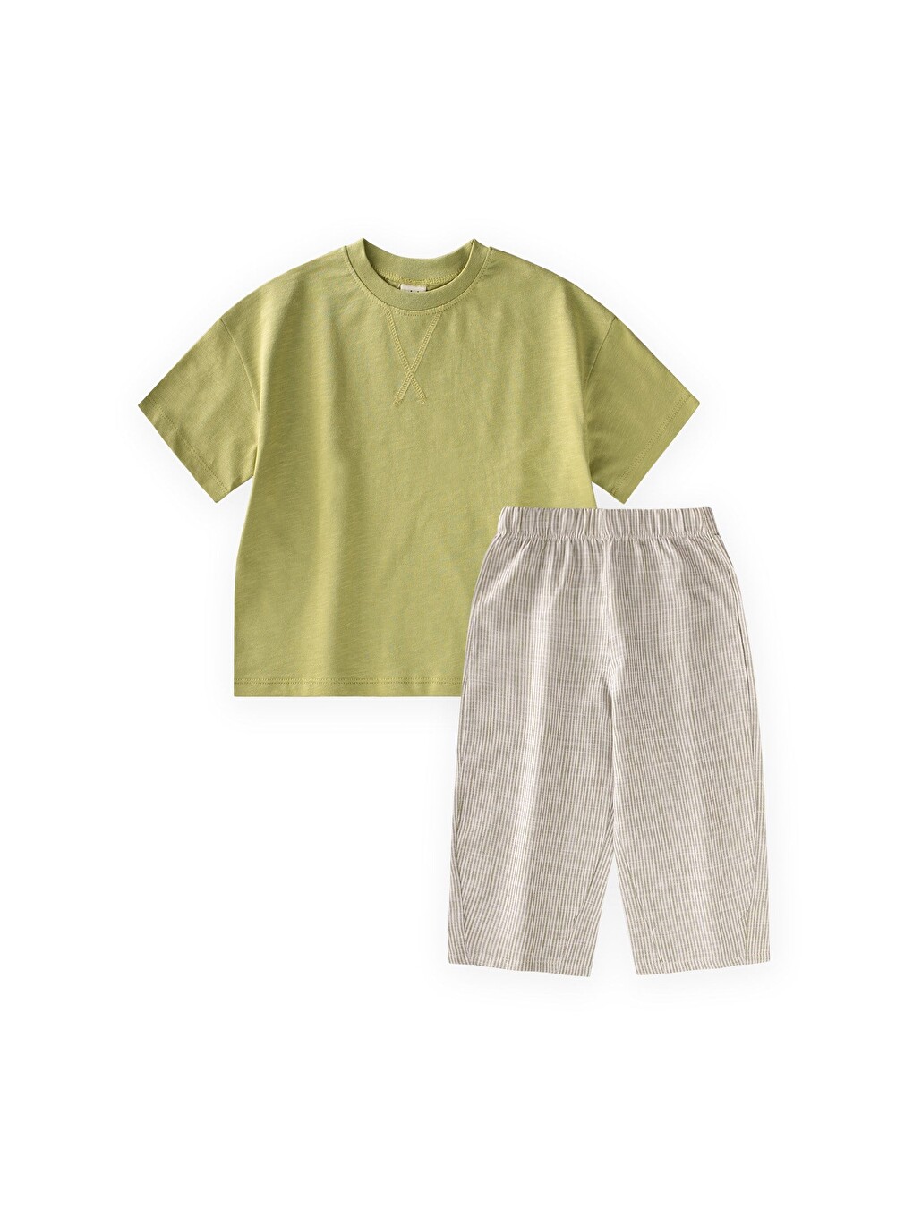 Yeşil Oversize T-Shirt Takım 2-10 Yaş Lime-1