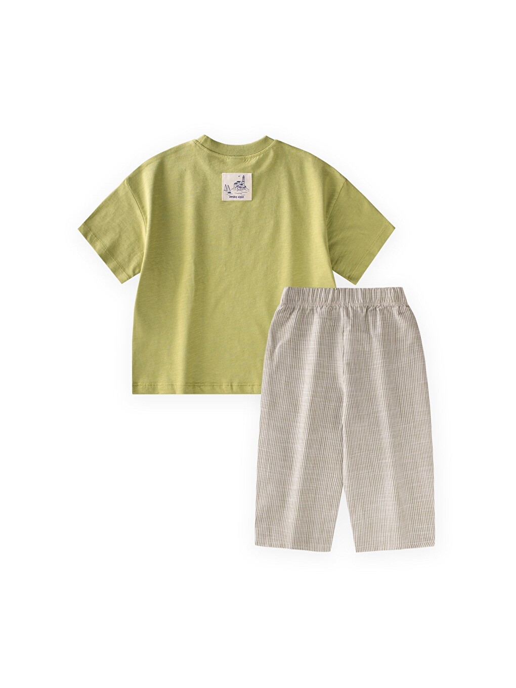 Yeşil Oversize T-Shirt Takım 2-10 Yaş Lime-2