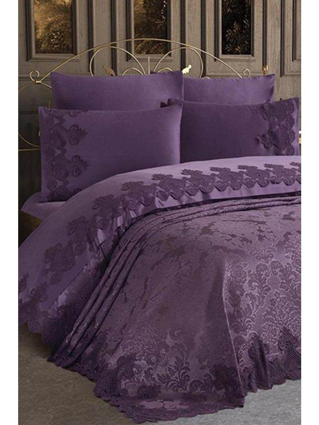 Çeyizlik Pike Takımı Dubai Mürdüm-1