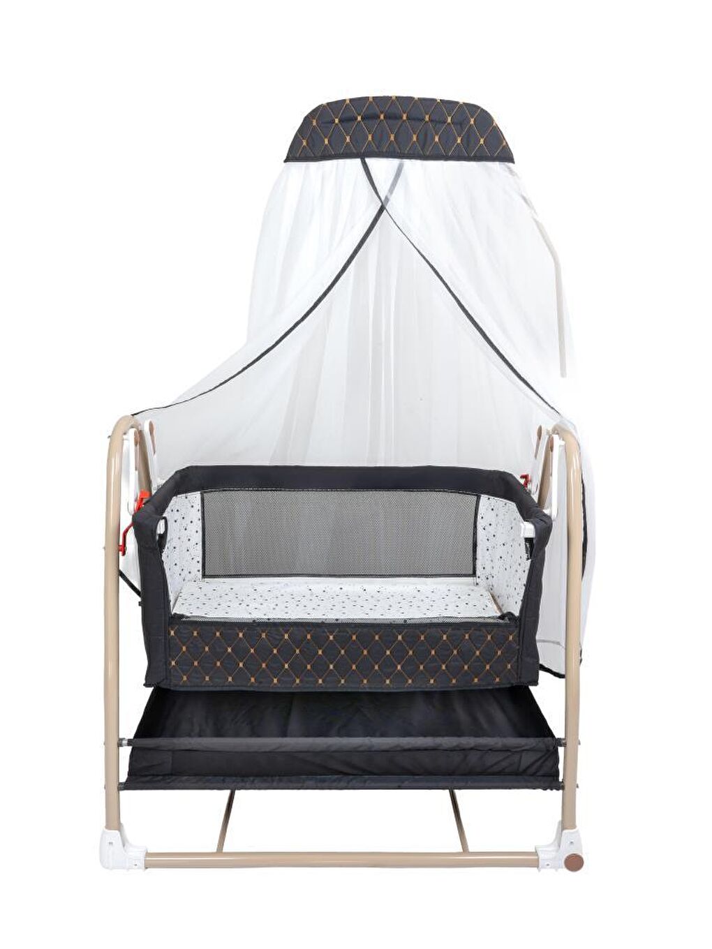 Royal Anne Yanı Beşik Tüllü Sepet Beşik Sallanabilir Bebek Beşiği Anne Yanı Beşik-1