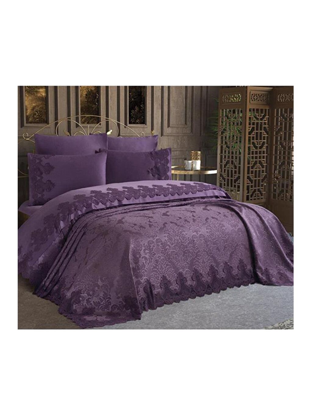 Çeyizlik Pike Takımı Dubai Mürdüm-2