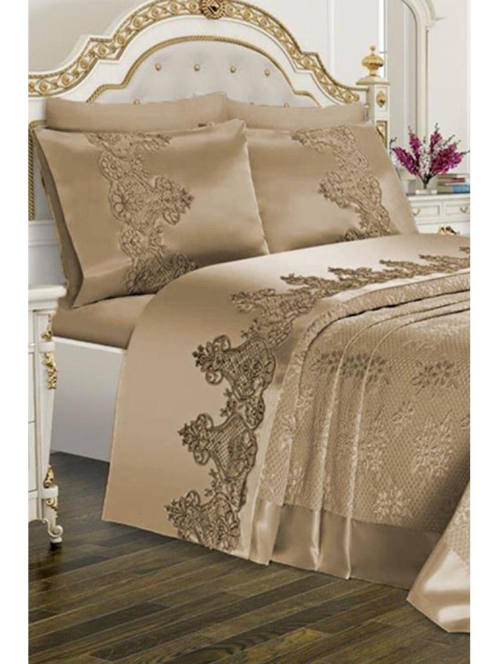 Çeyizlik Pike Takımı Dubai Sade Bej-1