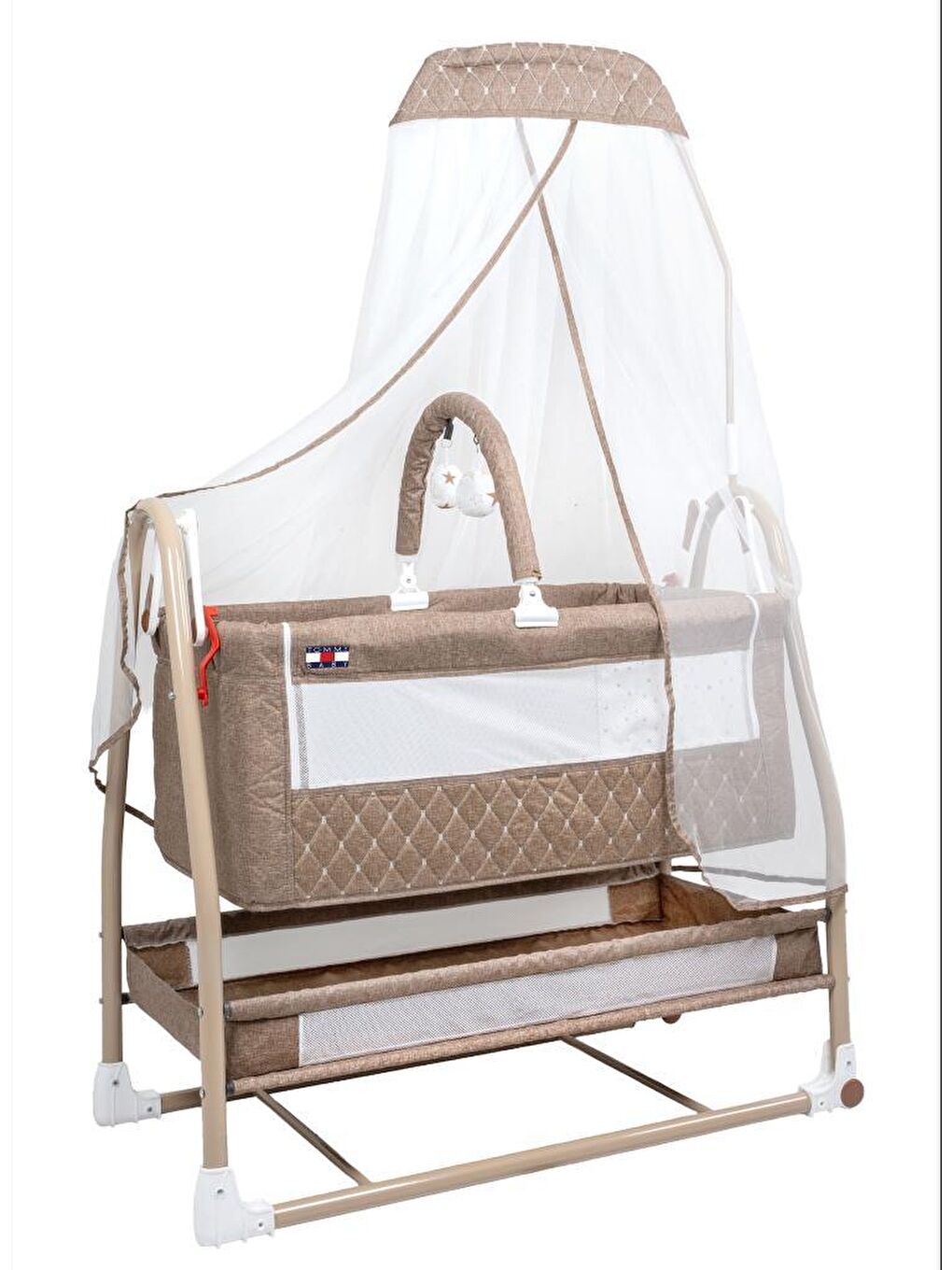 Royal Anne Yanı Beşik Tüllü Sepet Beşik Sallanabilir Bebek Beşiği Anne Yanı Beşik-1