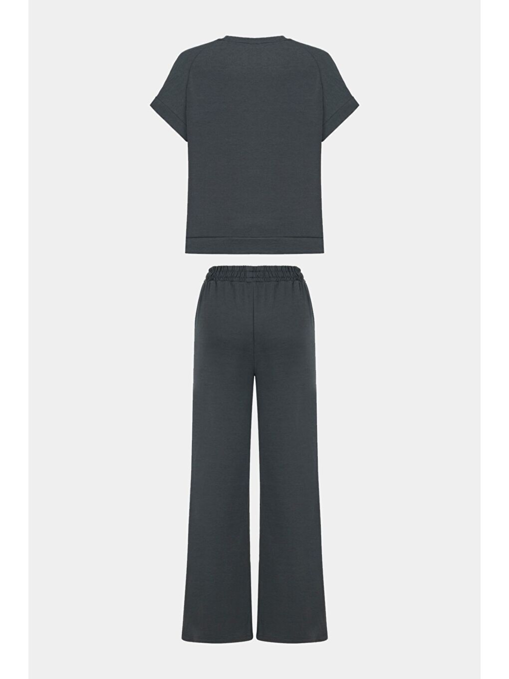 Antrasit Viskon Karışımlı Tişört Pantolon Takım-1