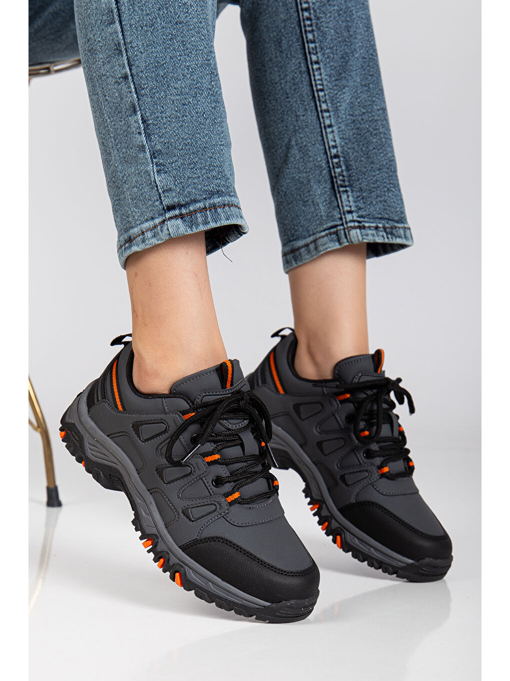 Gri D0538 Kısa Su Geçirmez Unisex Outdoor Trekking Ayakkabı-2