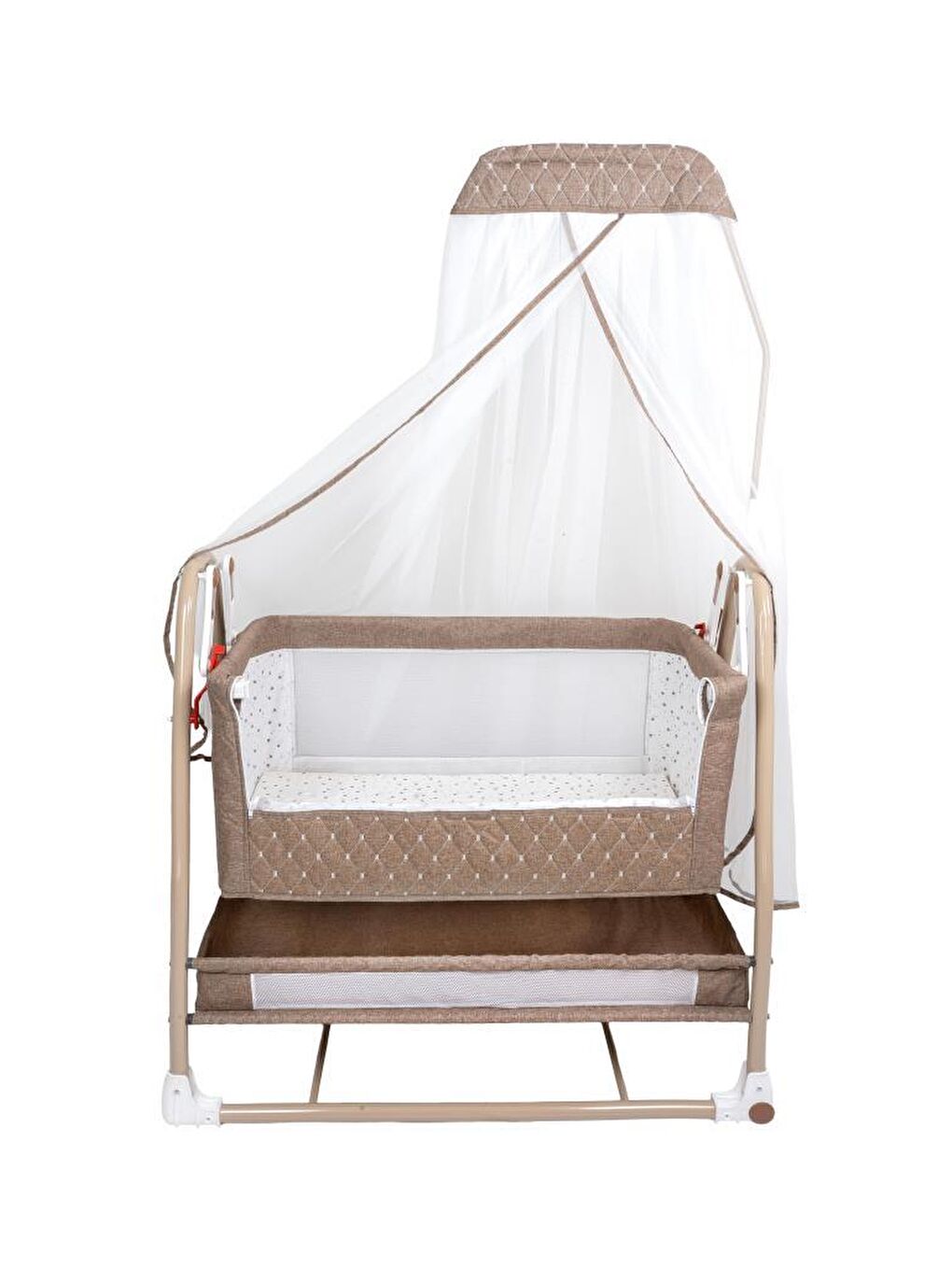 Royal Anne Yanı Beşik Tüllü Sepet Beşik Sallanabilir Bebek Beşiği Anne Yanı Beşik-2
