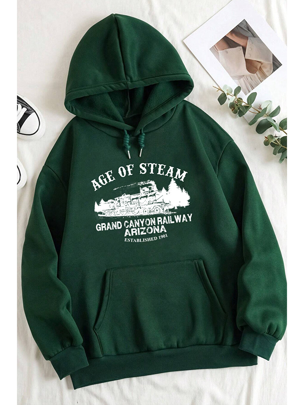 uyguntarz Yeşil Age Of Steam Baskılı Sweatshirt