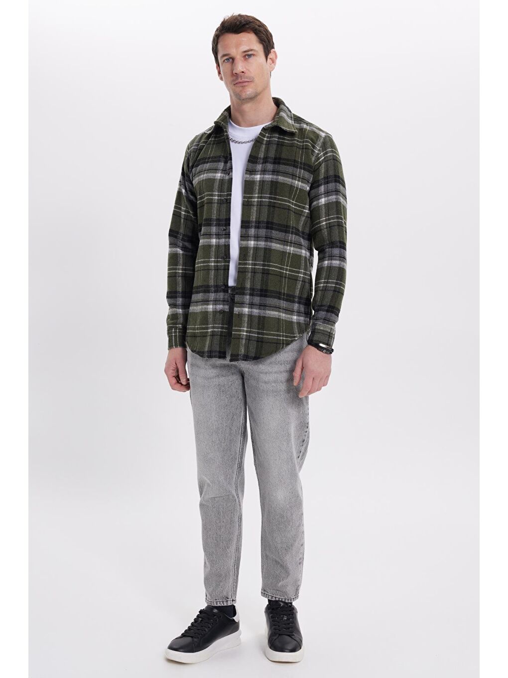 Karışık Erkek Slim Fit Dar Kesim Kareli Kışlık Oduncu Gömlek-3