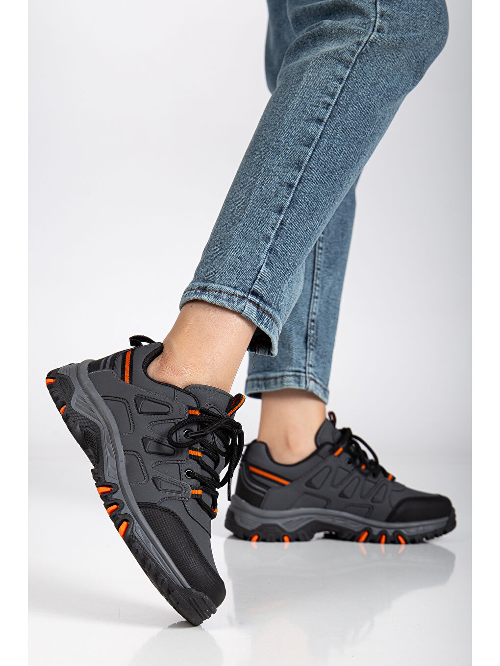 Gri D0538 Kısa Su Geçirmez Unisex Outdoor Trekking Ayakkabı-3