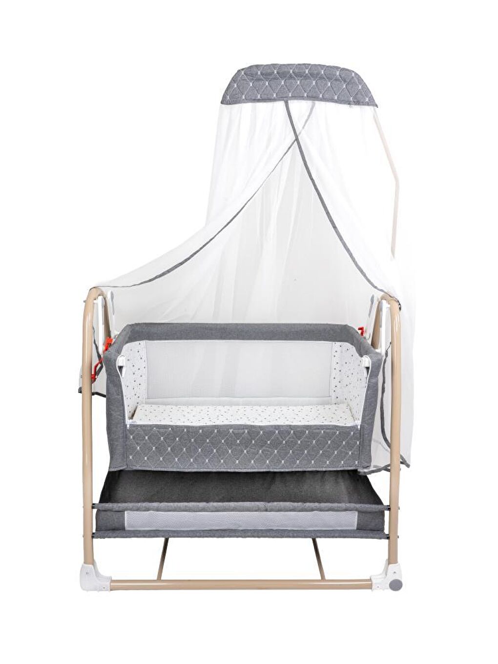 Royal Anne Yanı Beşik Tüllü Sepet Beşik Sallanabilir Bebek Beşiği Anne Yanı Beşik-1