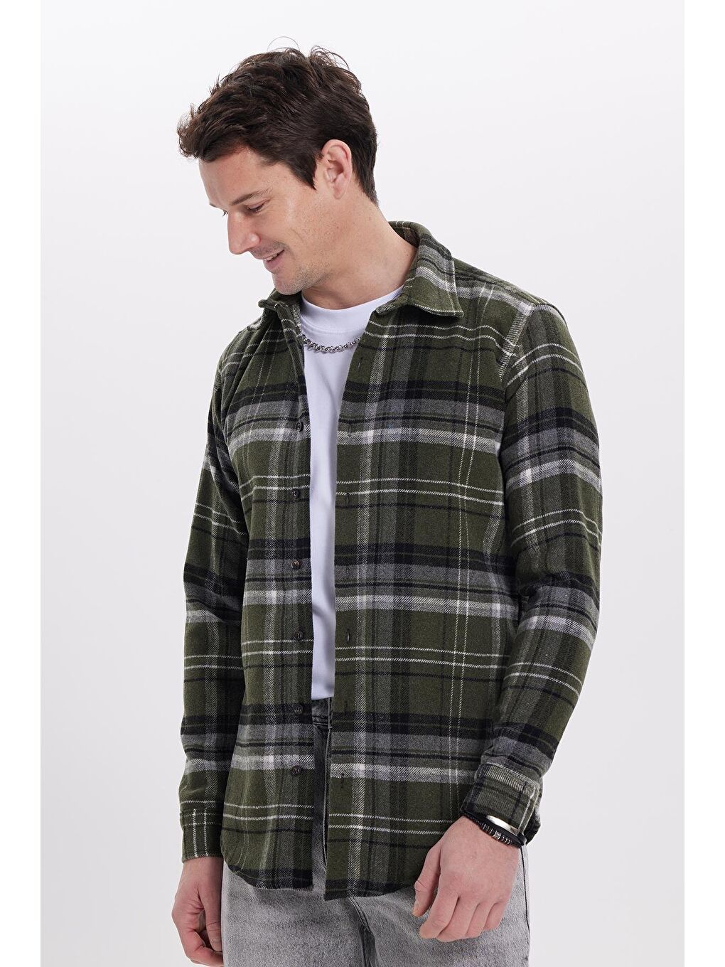 Karışık Erkek Slim Fit Dar Kesim Kareli Kışlık Oduncu Gömlek-4