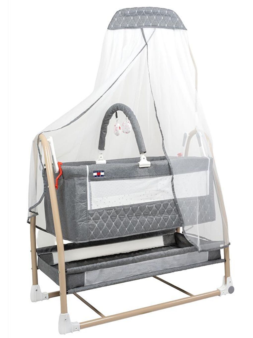 Royal Anne Yanı Beşik Tüllü Sepet Beşik Sallanabilir Bebek Beşiği Anne Yanı Beşik-2