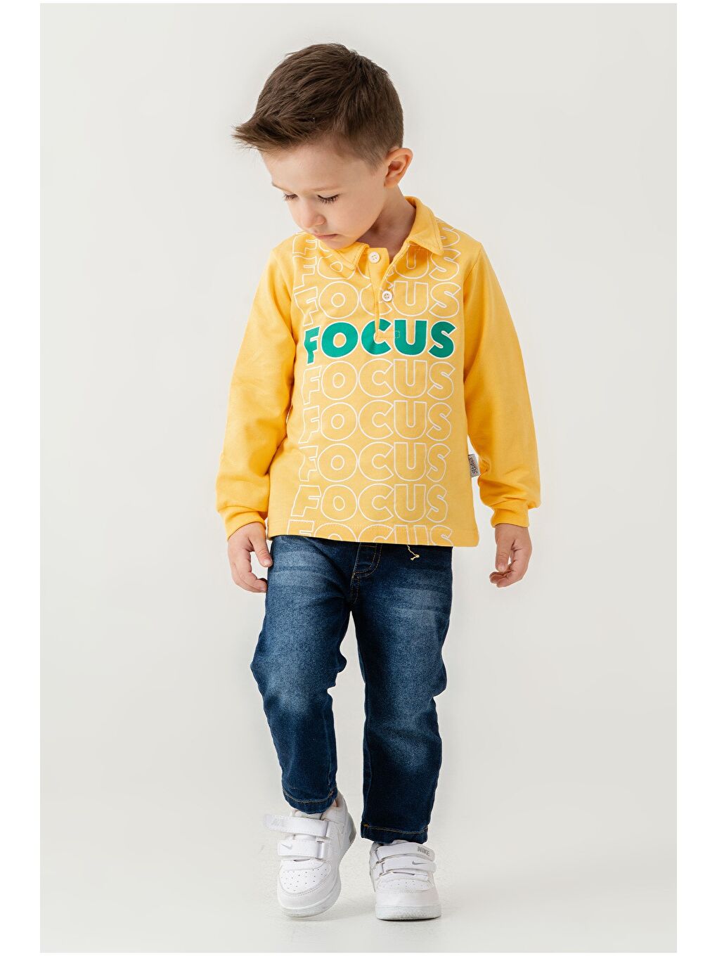 Sarı Bebek Jean Pantolonlu Takım-1