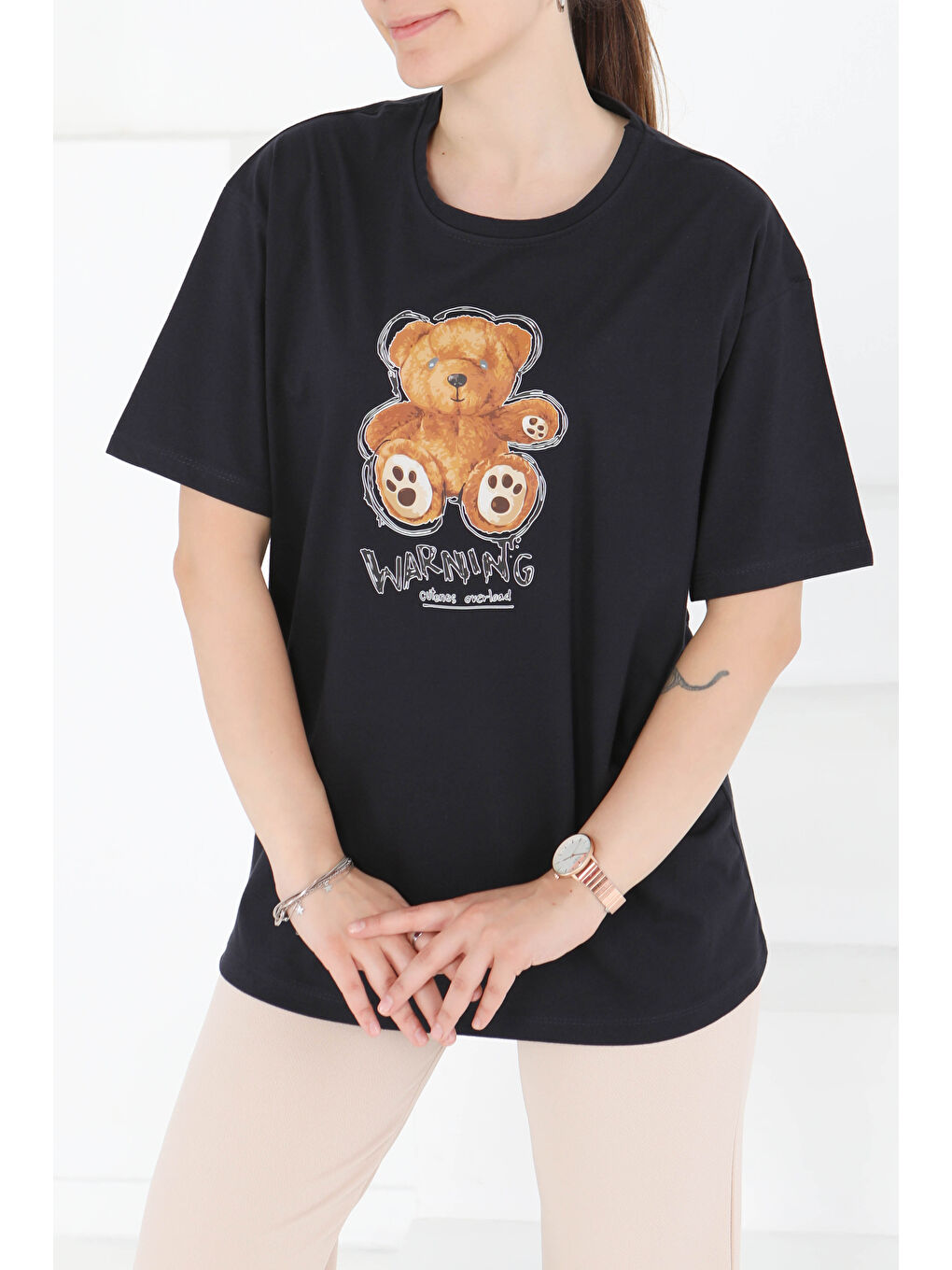 Baskılı Kısa Kollu T-Şhirt Lacivert - 27350-2