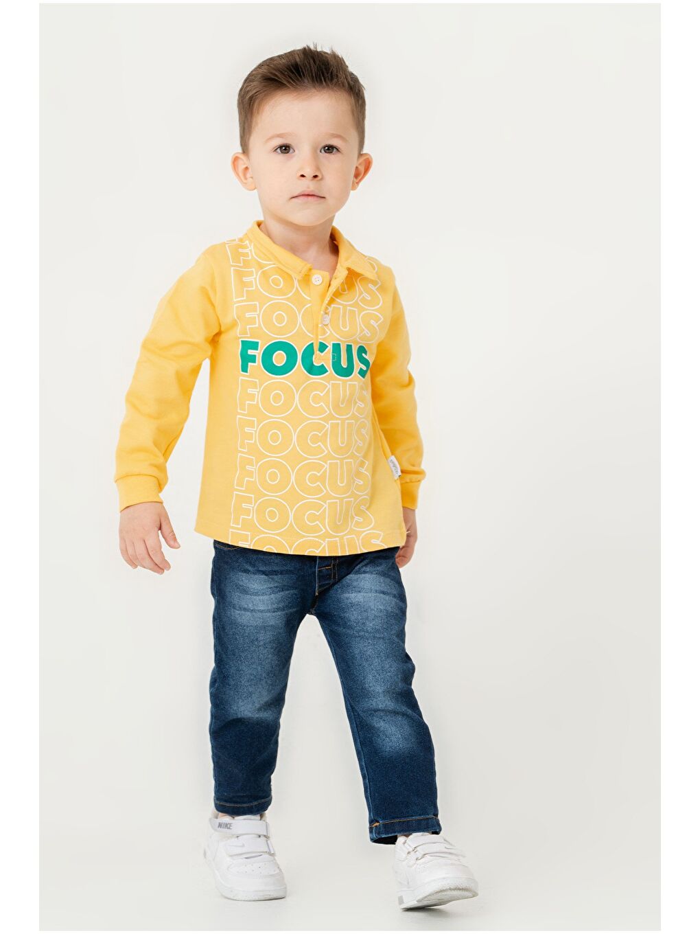 Sarı Bebek Jean Pantolonlu Takım-2