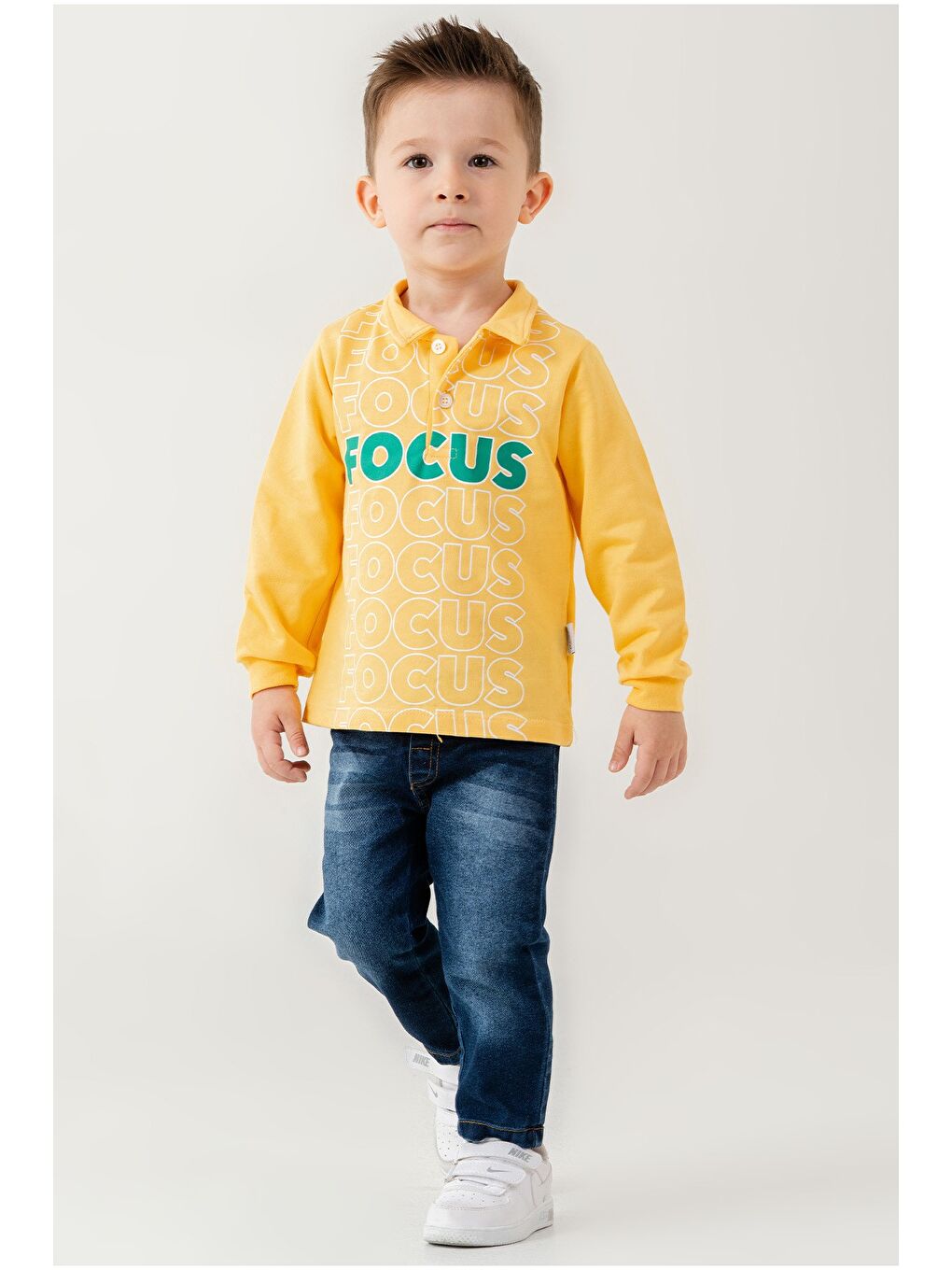 Sarı Bebek Jean Pantolonlu Takım-3