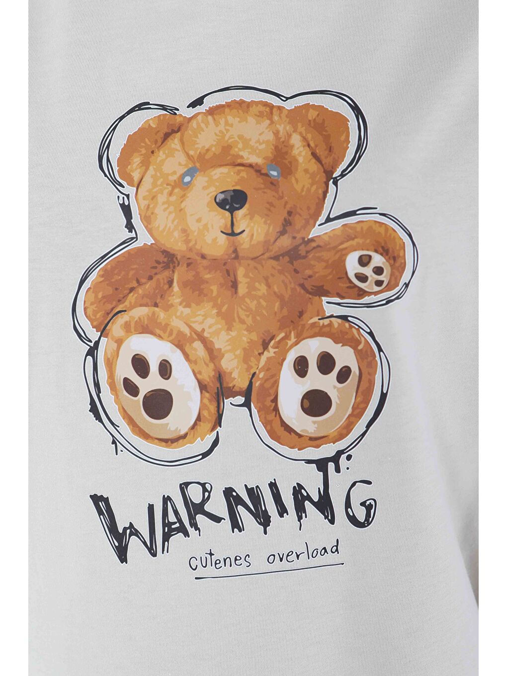 Bej Baskılı Kısa Kollu T-Şhirt Taş - 27350-3