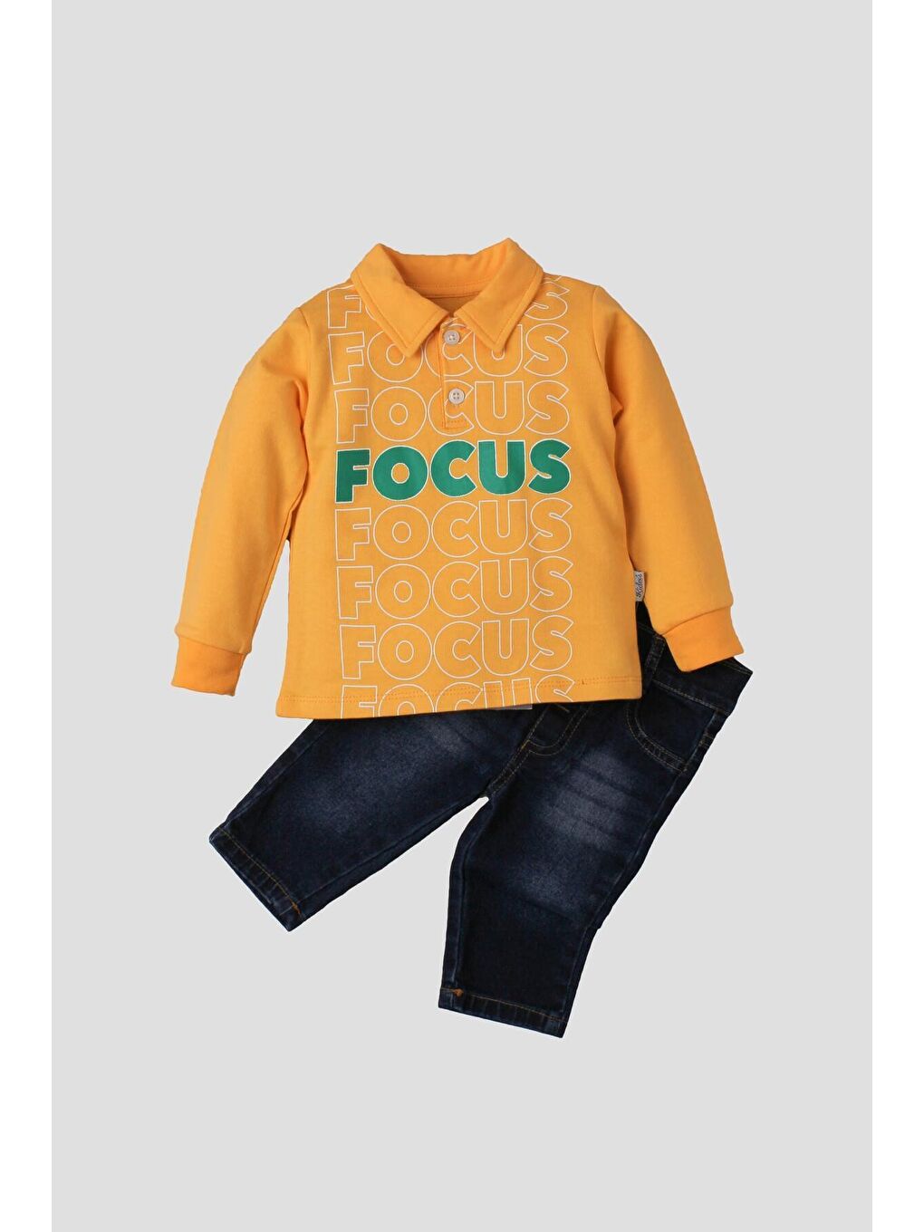 Sarı Bebek Jean Pantolonlu Takım-4