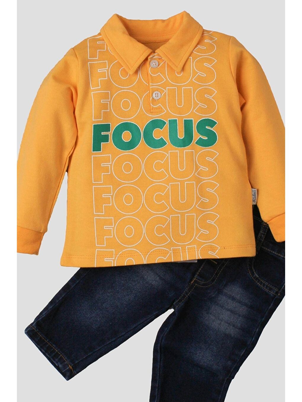 Sarı Bebek Jean Pantolonlu Takım-5