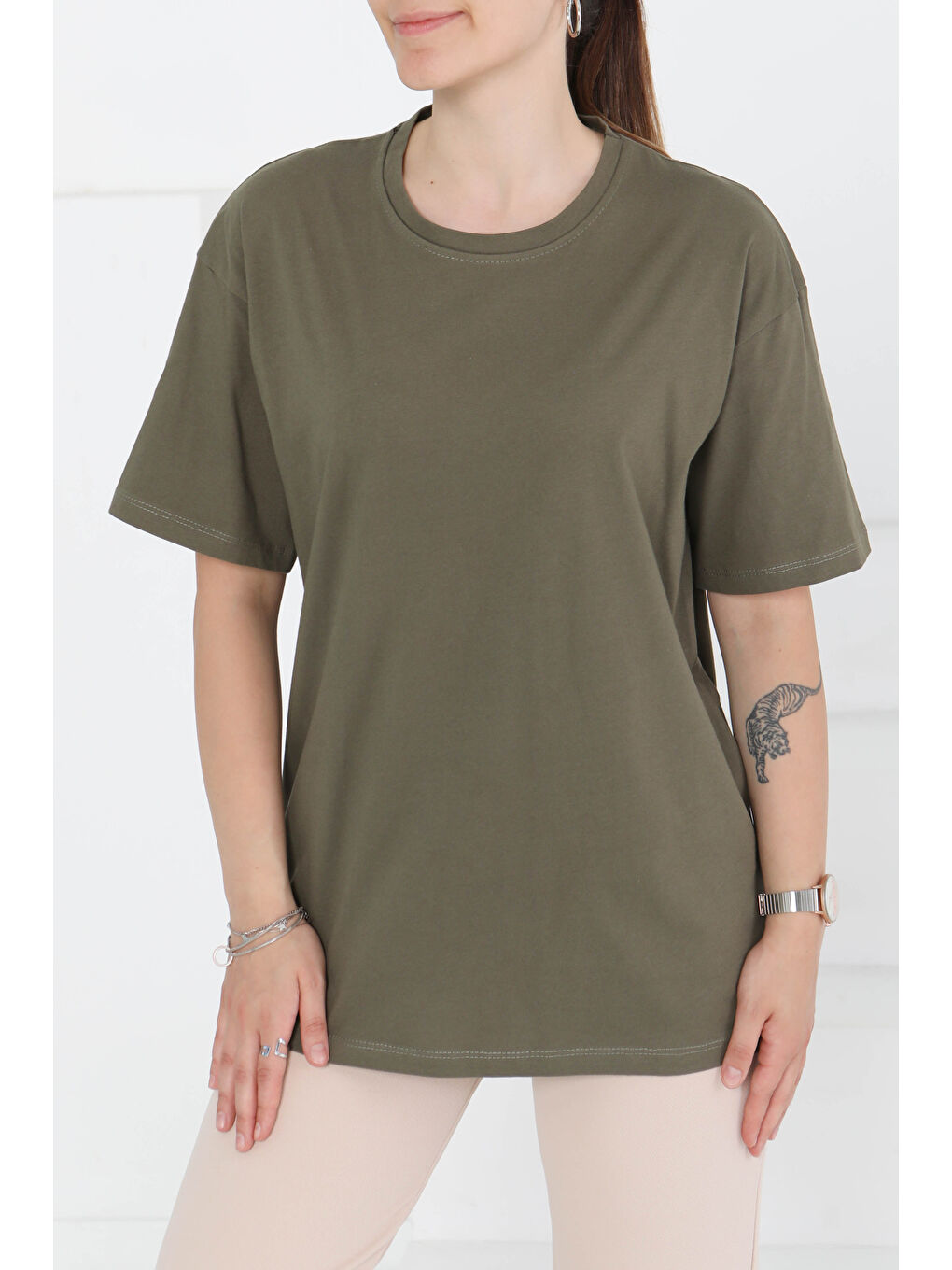 Kısa Kollu T-Şhirt Haki - 27346