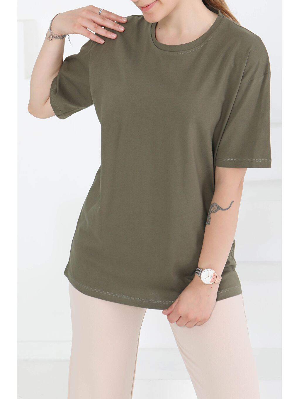 Kısa Kollu T-Şhirt Haki - 27346-1