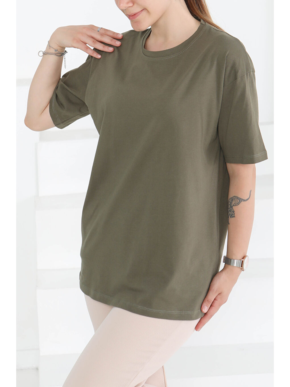 Kısa Kollu T-Şhirt Haki - 27346-2