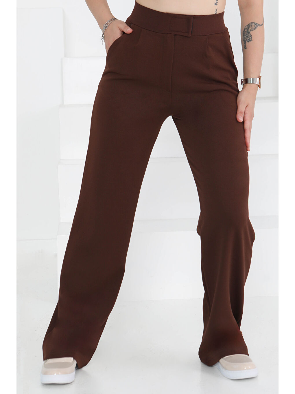 Kahverengi Cırtlı Spor Pantolon Kahve - 27351-1