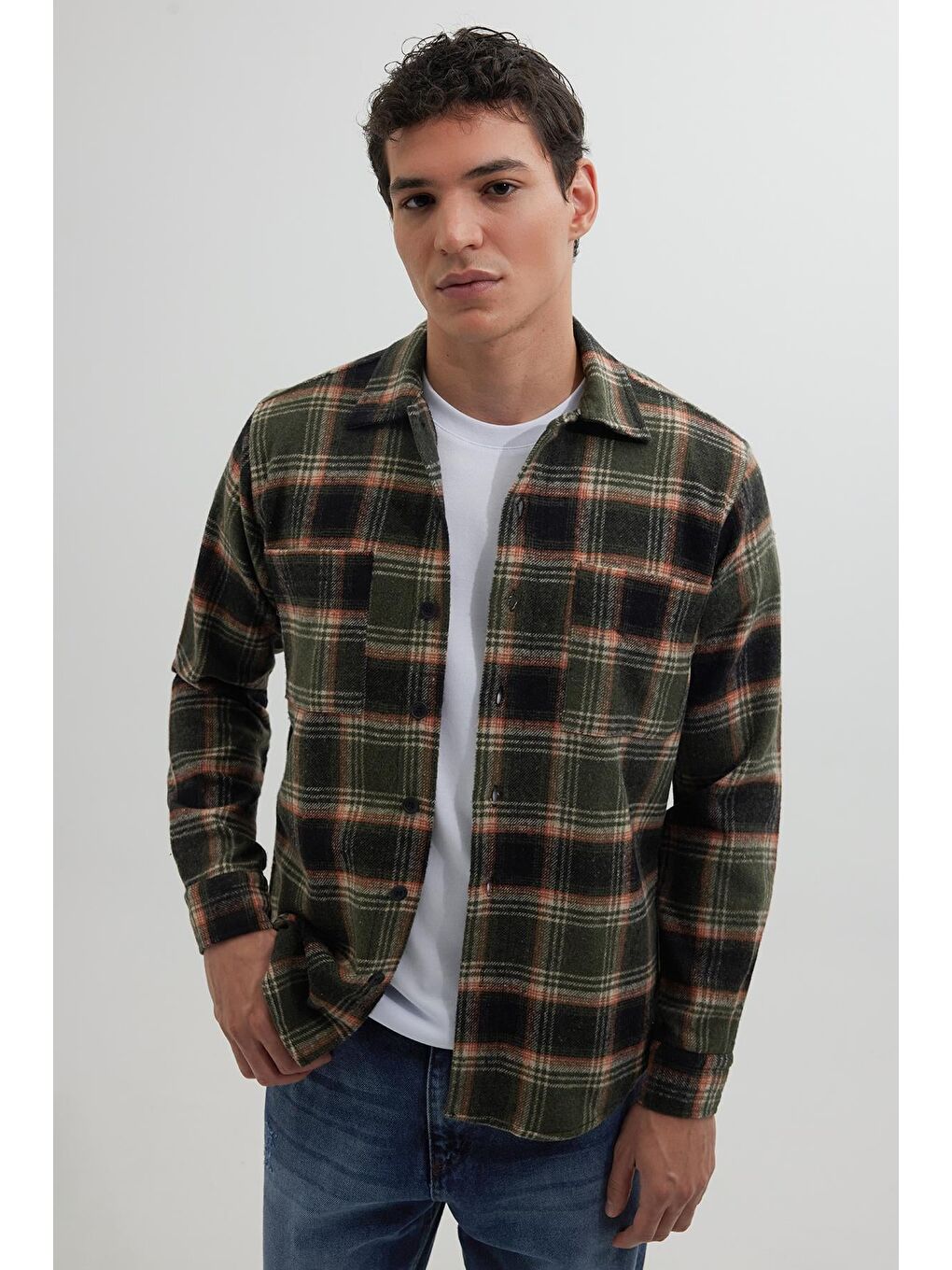 Karışık Erkek Regular Fit Normal Kesim Çift Cepli Kışlık Oduncu Kareli Gömlek-0