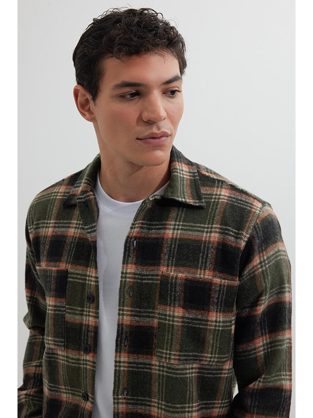 Karışık Erkek Regular Fit Normal Kesim Çift Cepli Kışlık Oduncu Kareli Gömlek-5