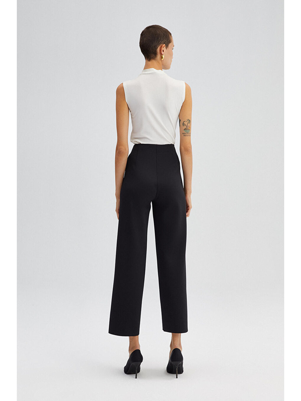 Siyah Nervürlü Scuba Pantolon-4