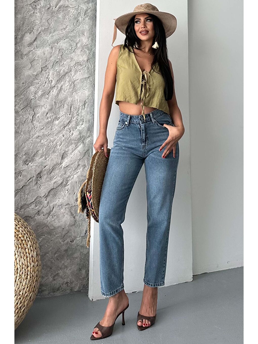 Mom Jean Pantolon Koyu Mavi - 27302