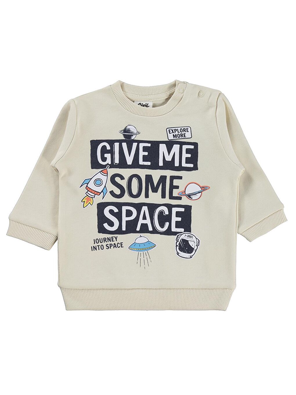 Bej Baby Give Me Yazı Baskılı 6-18 Ay Sweatshirt - Fil Dişi 18-24 Ay