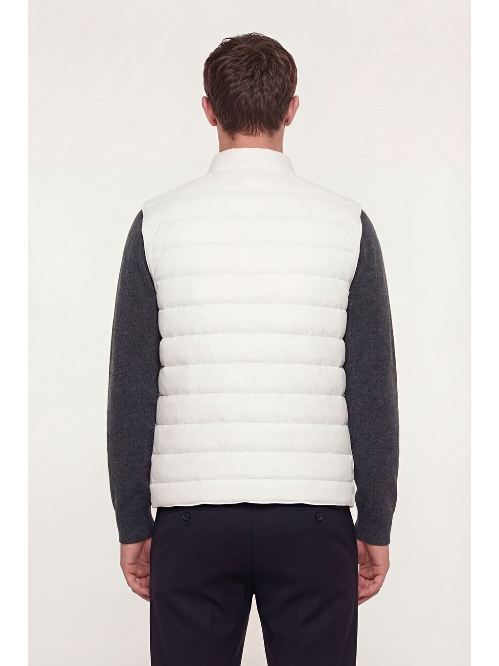 Giotelli Erkek Beyaz Dar Kesim Slim Fit Dokuma 6 Drop Bomber Yelek-3