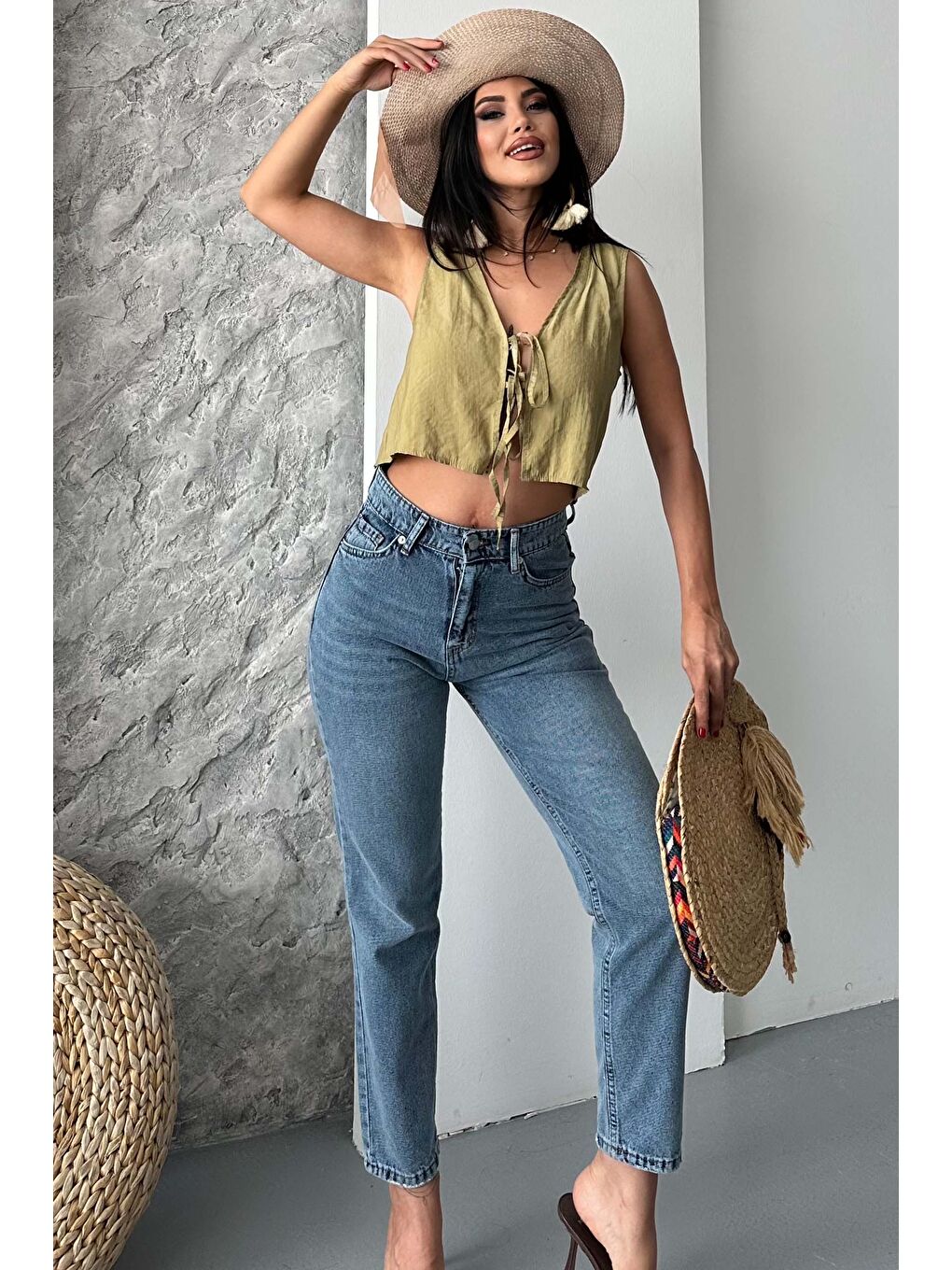 Mom Jean Pantolon Koyu Mavi - 27302-2