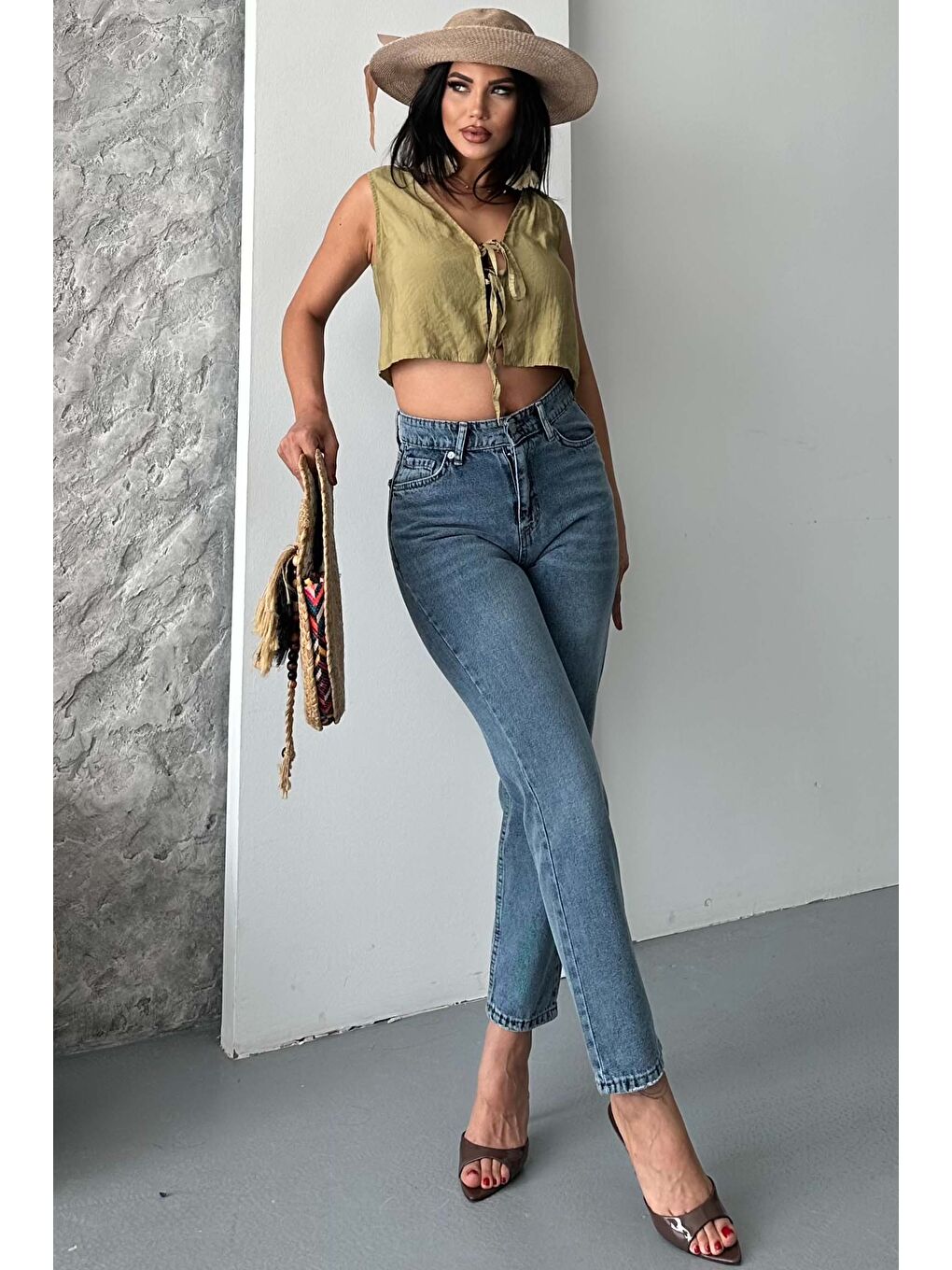 Mom Jean Pantolon Koyu Mavi - 27302-4