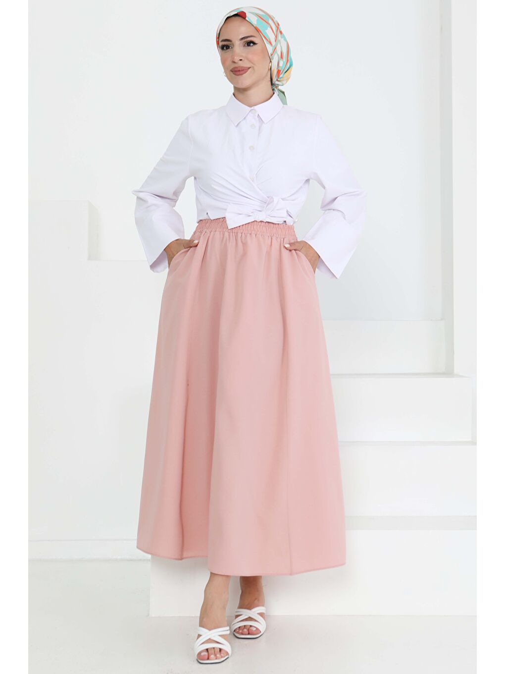 Pembe Cepli Keten Etek Pudra - 27294