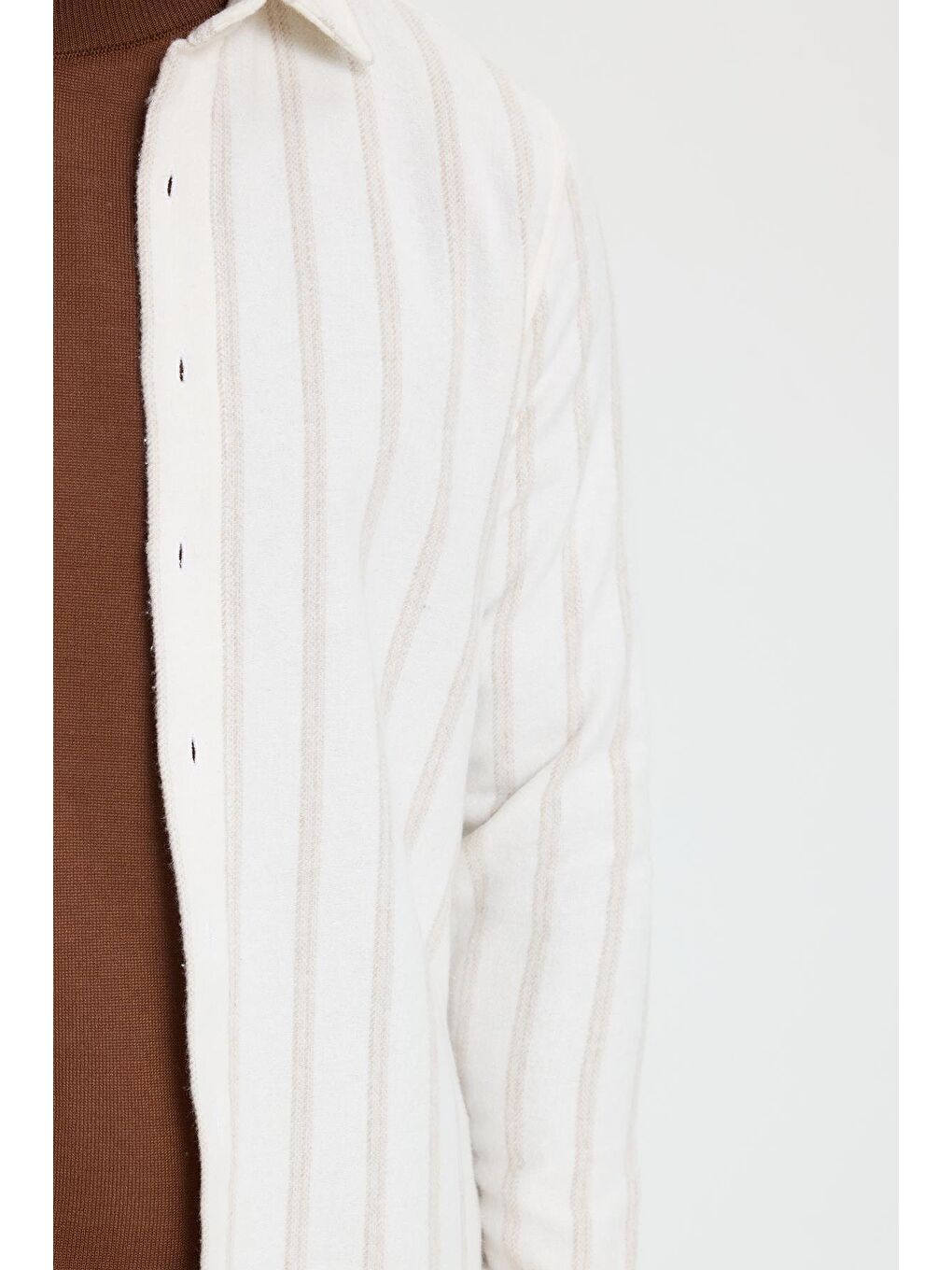 Karışık Erkek Slim Fit Dar Kesim Yaka  Düğmeli Çizgili Oduncu Gömlek-2