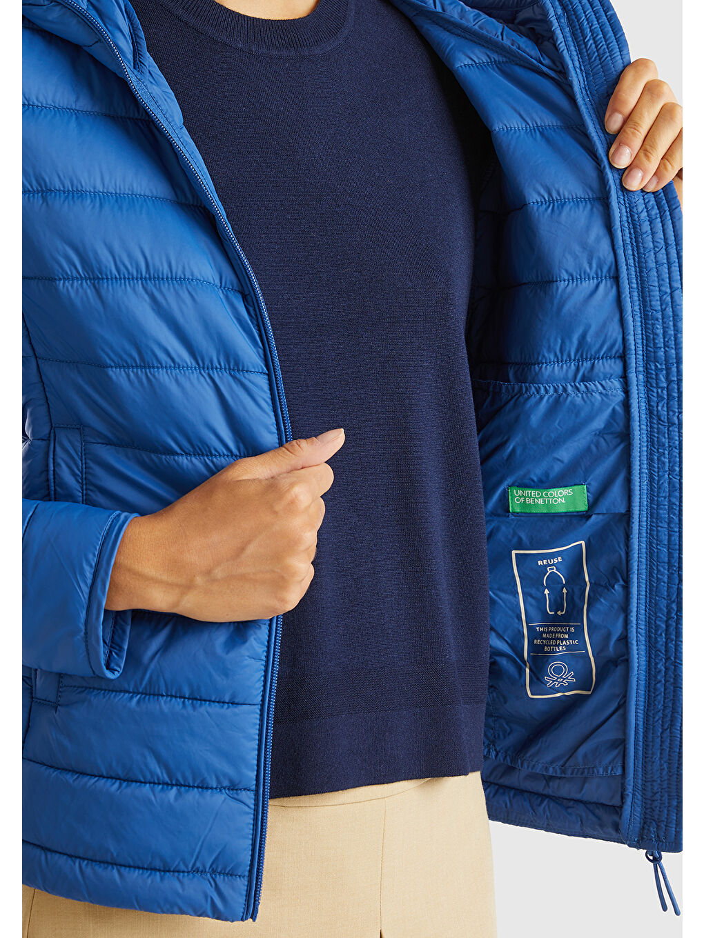 Kadın Gece Mavisi Recycled Polyester Dolgulu Pufa Mont-3