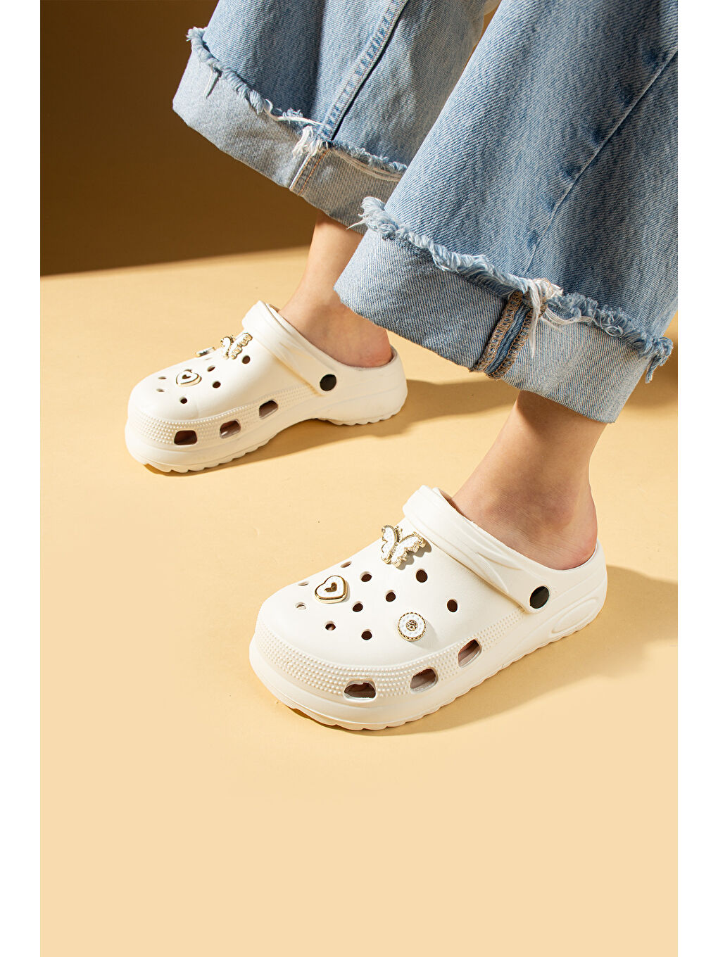 Bej Toka Detaylı Rahat Yüksek Taban Kadın Eva Sandalet DNZ230-25