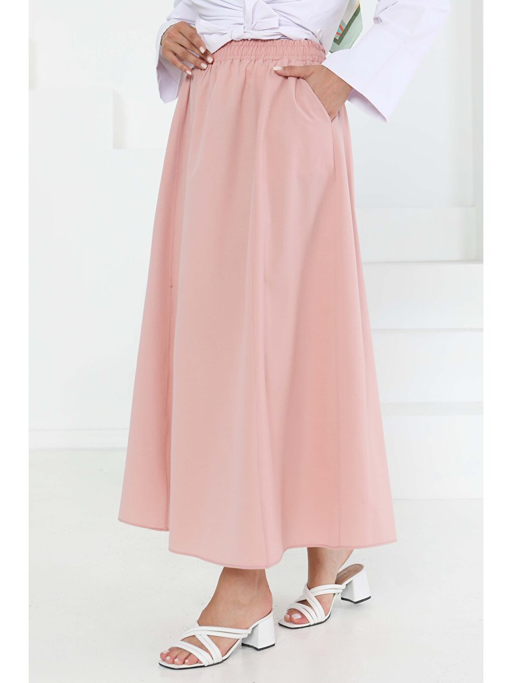 Pembe Cepli Keten Etek Pudra - 27294-1