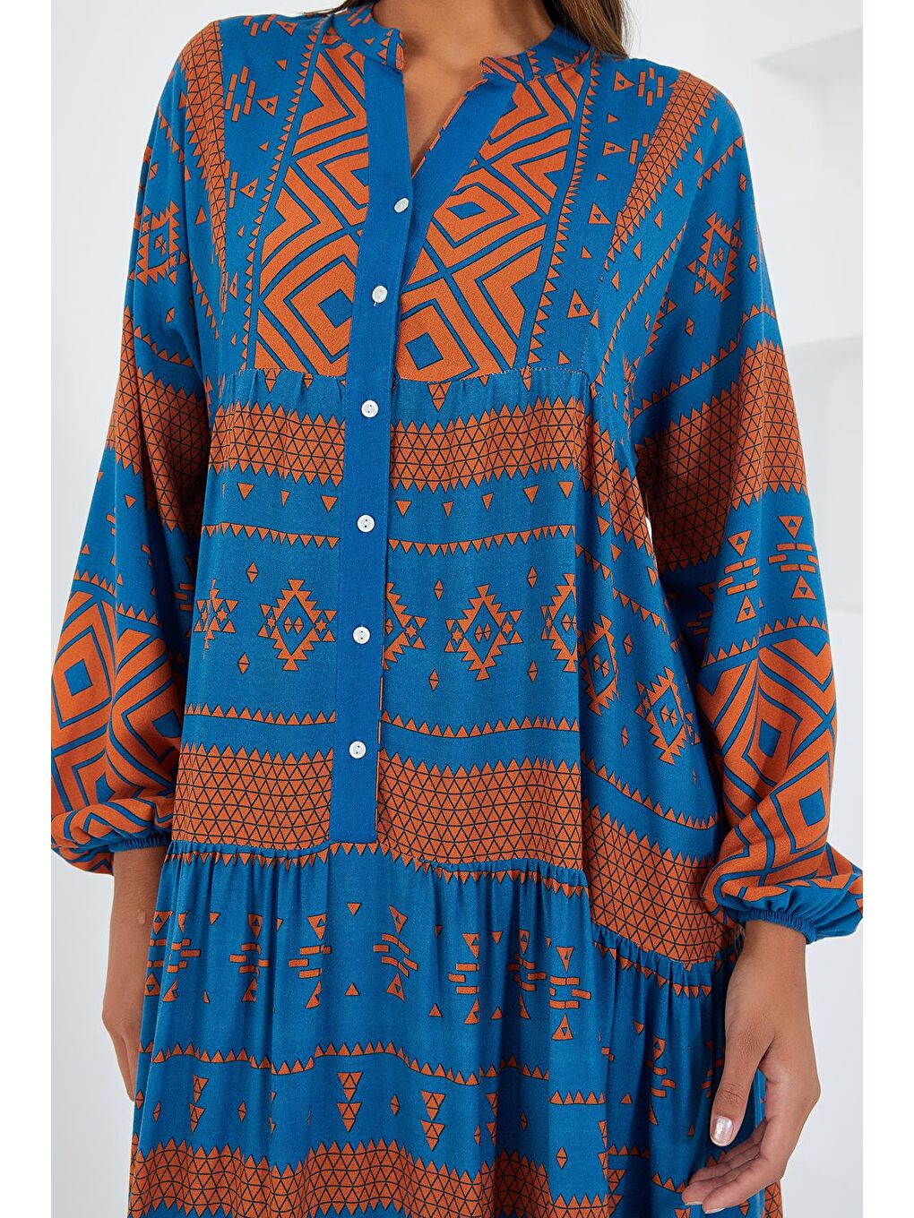 Kadın Petrol Kiremit Viskon Tesettür Elbise 2423-3