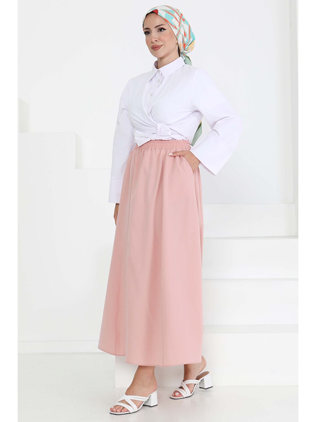 Pembe Cepli Keten Etek Pudra - 27294-2