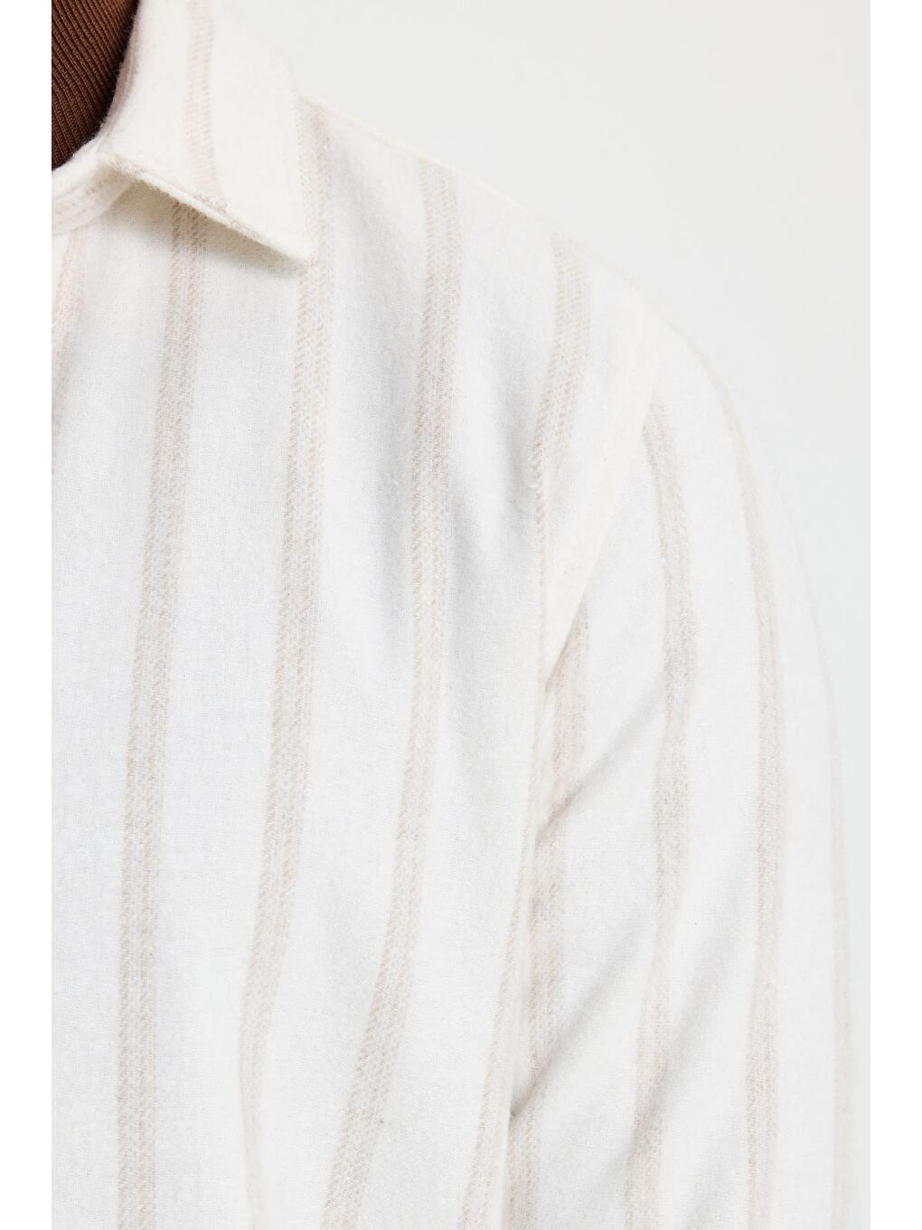 Karışık Erkek Slim Fit Dar Kesim Yaka  Düğmeli Çizgili Oduncu Gömlek-6